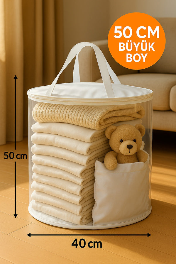 50x40 Silindir Hurç – Büyük Boy, Kapaklı ve Taşıma Saplı