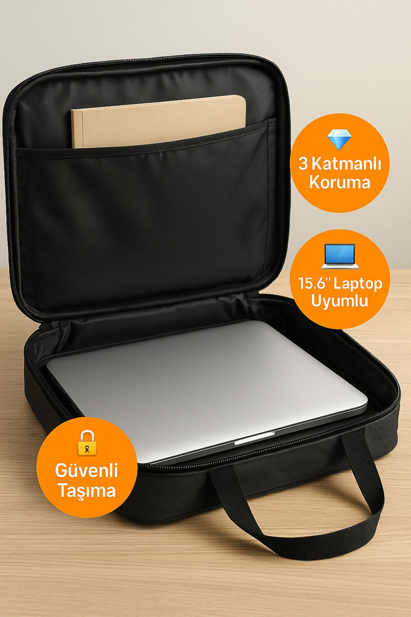 Laptop Çantası 13 14 15.6 İnç Uyumlu Suya Dayanıklı Laptop Taşıma Çantası (3 Katmanlı Koruma)
