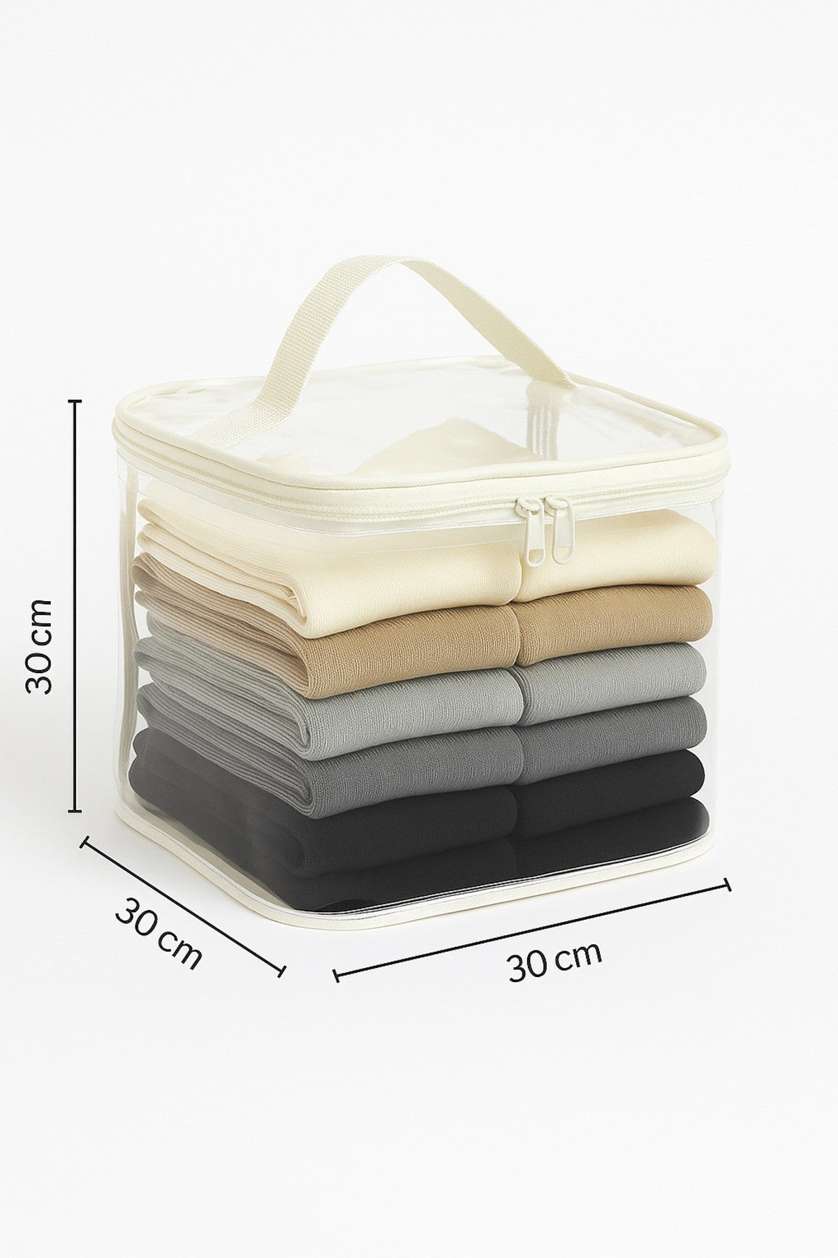 5'li Set Mor Şeffaf Kapaklı Hurç – 28x32x15 cm Orta Boy Dolap İçi Kıyafet ve Havlu Düzenleyici