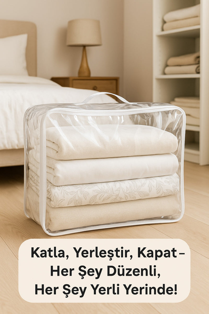 5'li Set Mor Şeffaf Kapaklı Hurç – 28x32x15 cm Orta Boy Dolap İçi Kıyafet ve Havlu Düzenleyici