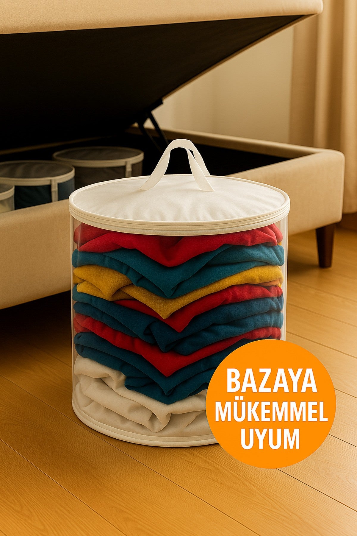 50x40 Silindir Hurç – Büyük Boy, Kapaklı ve Taşıma Saplı