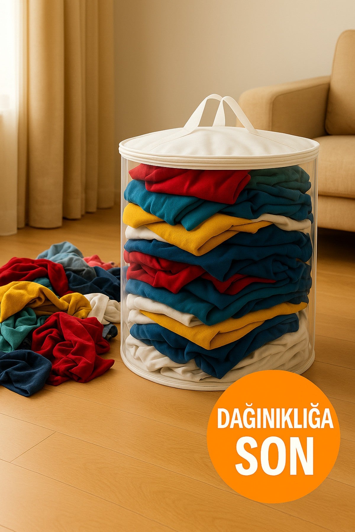 50x40 Silindir Hurç – Büyük Boy, Kapaklı ve Taşıma Saplı