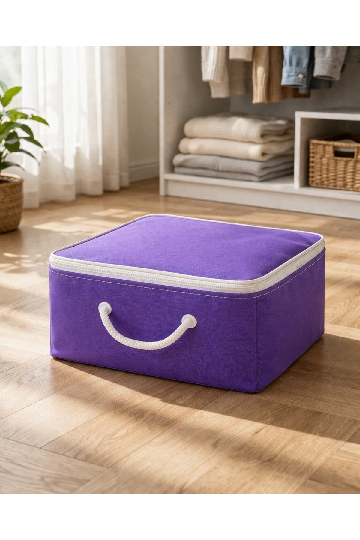Şeffaf Kapaklı Saklama Hurcu 28x32x15 – Kıyafet, Çorap ve Dolap Düzenleyici Organizer