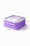 Mor Şeffaf Kapaklı Hurç – 28x32x15 cm Orta Boy Dolap İçi Kıyafet ve Havlu Düzenleyici
