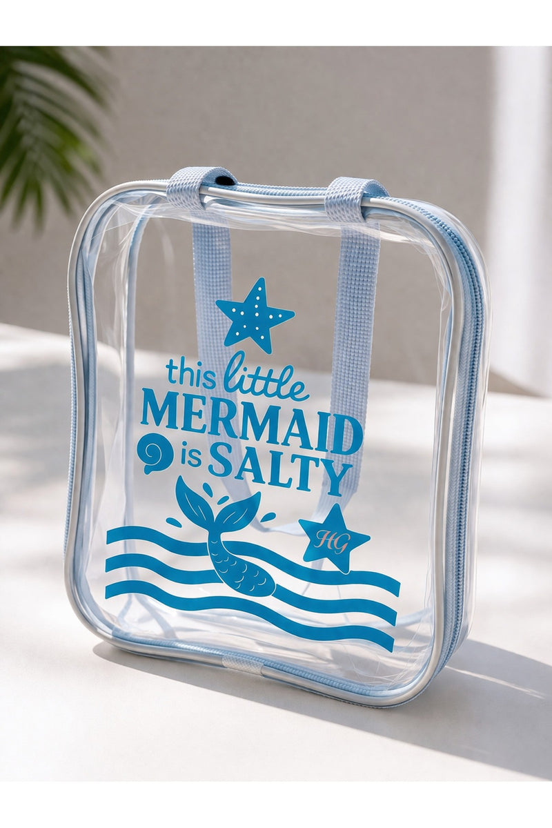 Mermaid Temalı Şeffaf Plaj Çantası – Su Geçirmez Yazlık Kadın Tatil Çantası