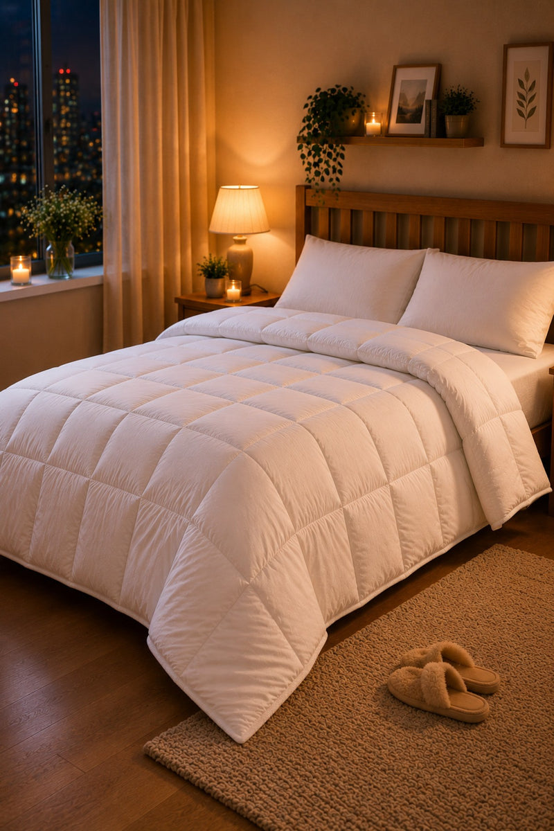 LuxeSleep Çift Kişilik Microfiber Yorgan – Sıcacık Ultra Yumuşak Kuş Tüyü Hissi