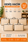 5'li Set Mor Şeffaf Kapaklı Hurç – 28x32x15 cm Orta Boy Dolap İçi Kıyafet ve Havlu Düzenleyici