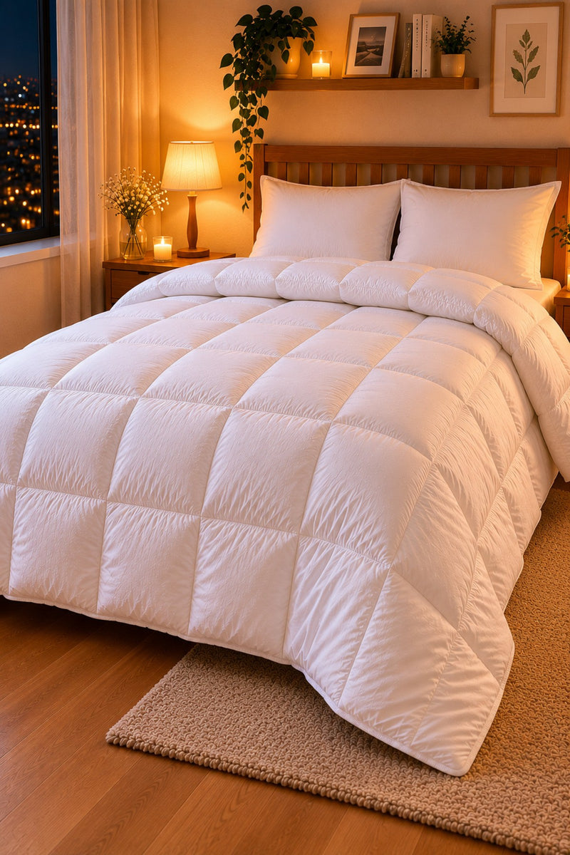 LuxeSleep Çift Kişilik Microfiber Yorgan – Sıcacık Ultra Yumuşak Kuş Tüyü Hissi