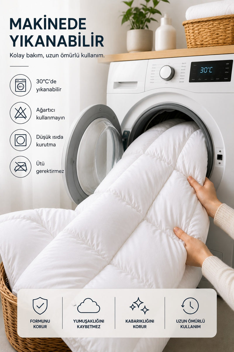 LuxeSleep Çift Kişilik Microfiber Yorgan – Sıcacık Ultra Yumuşak Kuş Tüyü Hissi